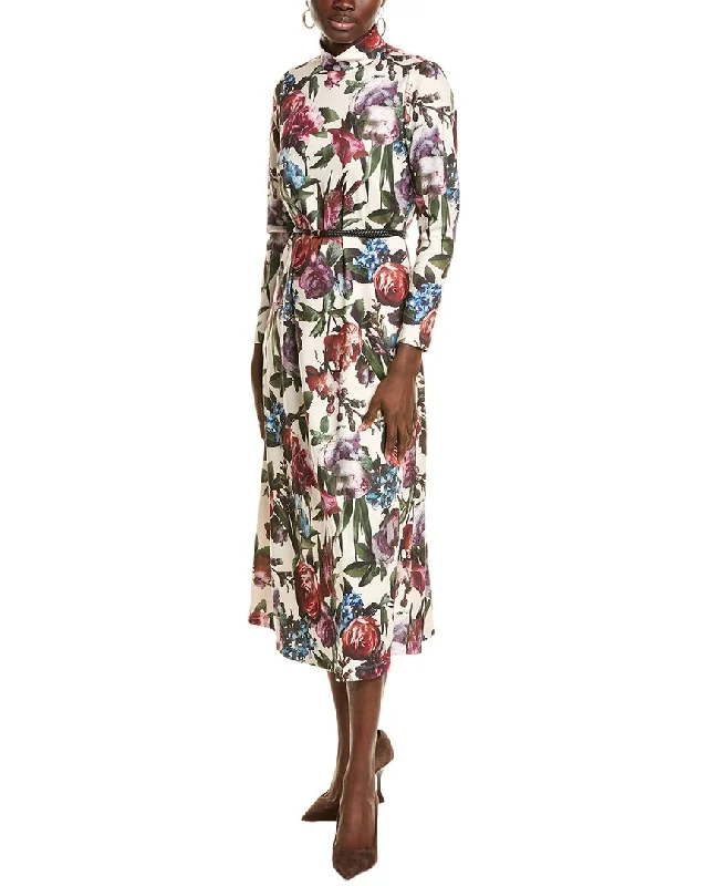 Unique Women's Fashion Pieces Anne Klein Mock Neck Printed Midi Dress