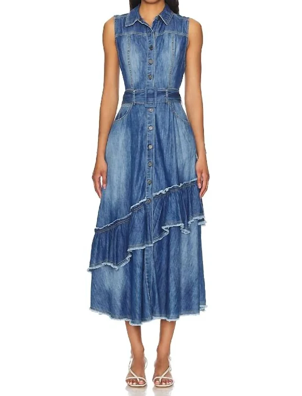 Minimalist Style Beau Midi Dress In Blue Grass