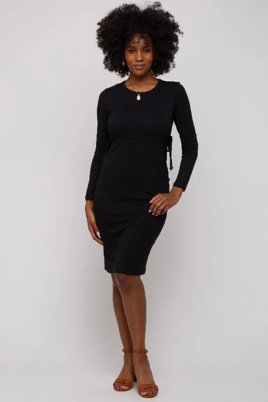 Exclusive Discount Black Long Sleeve Nursing Dress