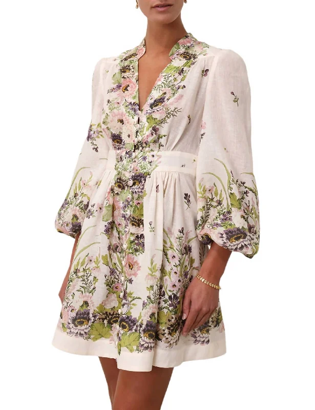 End Of Season Clearance Halliday Plunge Mini Dress In Cream Multi Floral