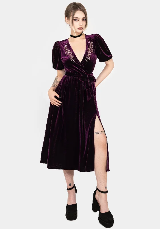 Seasonal Fashion Hera Embroidered Midi Wrap Dress