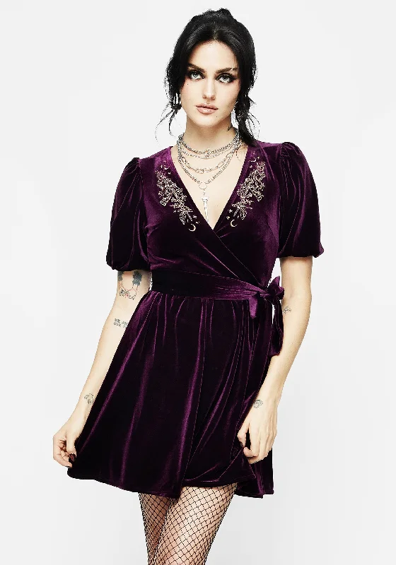 Cool Prices Hera Embroidered Mini Wrap Dress