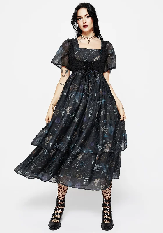 Flash Sales Today Maudeline Victoriana Print Layered Organza Midaxi Dress