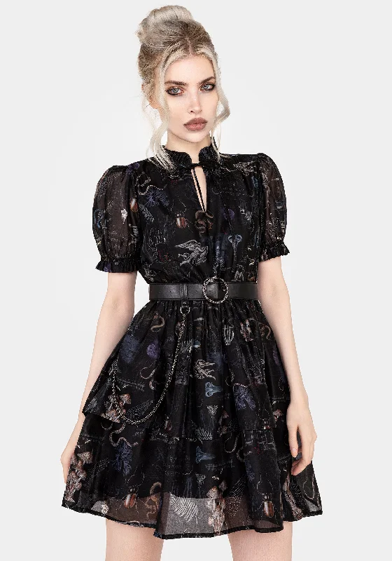 Online Boutique Stores Maudeline Victoriana Print Layered Organza Mini Dress