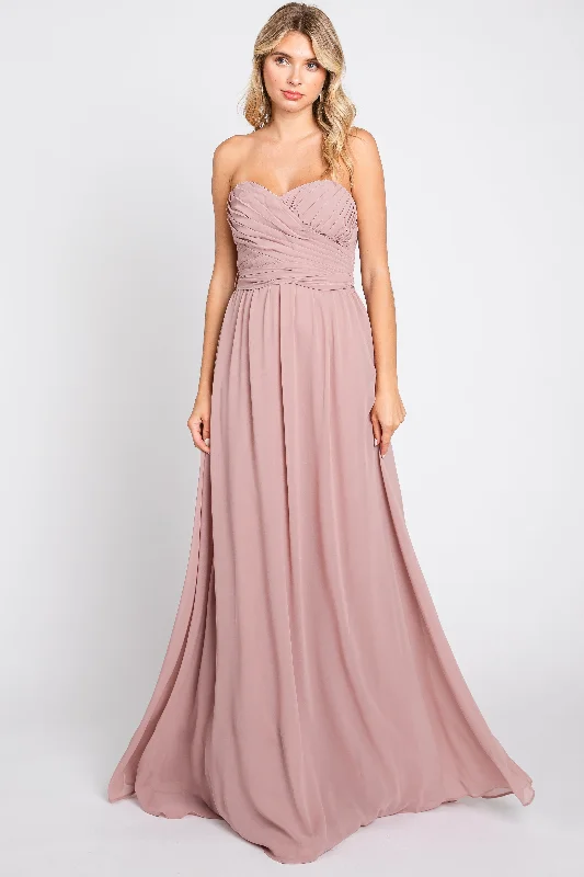 Trendy Outfits For Ladies Mauve Sweetheart Convertible Chiffon Gown