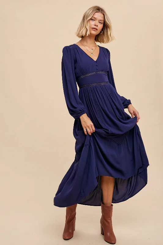 Huge Markdowns Midnight Lace Inset Maxi Dress