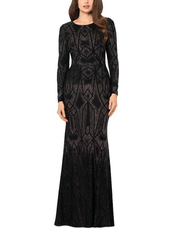 Chic Style Petites Womens Maxi Long Sleeve Evening Dress