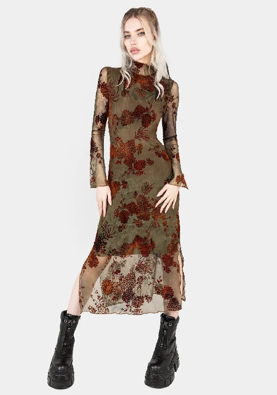 Bundle Offer Rosaleigh Flock Velour Mesh Midaxi Dress