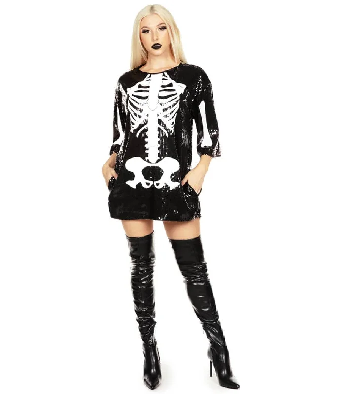 Everyday Wear Sequined Skeleton Costume Dress