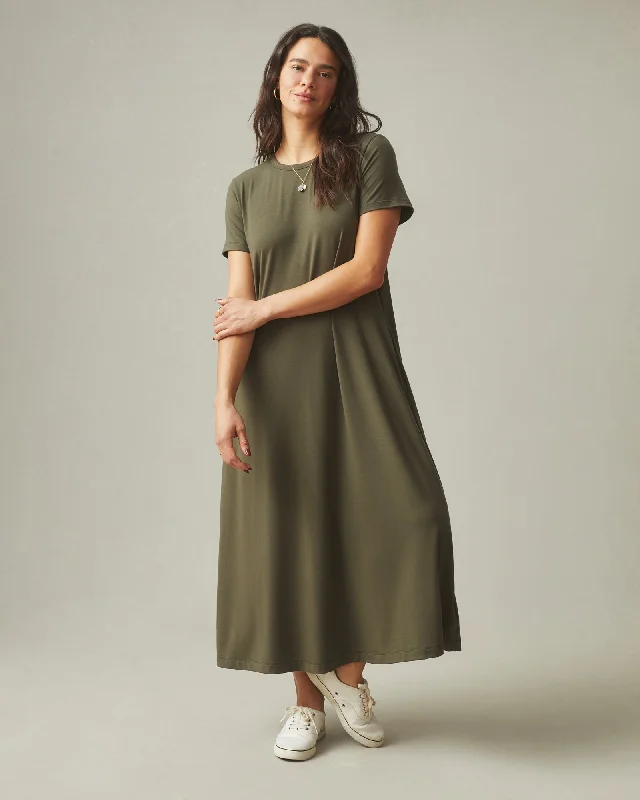 Women Wear Online Flex Maxi Dress - Olive