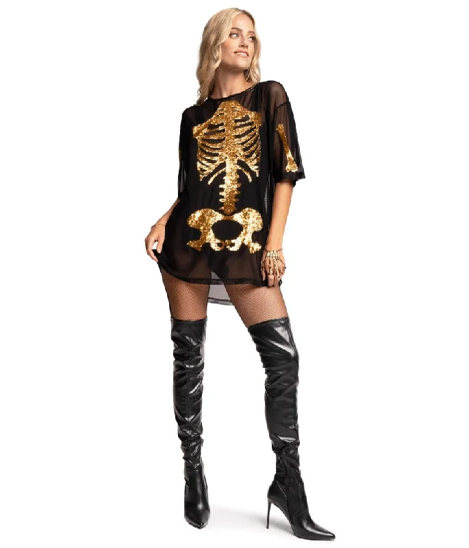 Embrace New Fashion Gold Skeleton Mesh Costume Dress