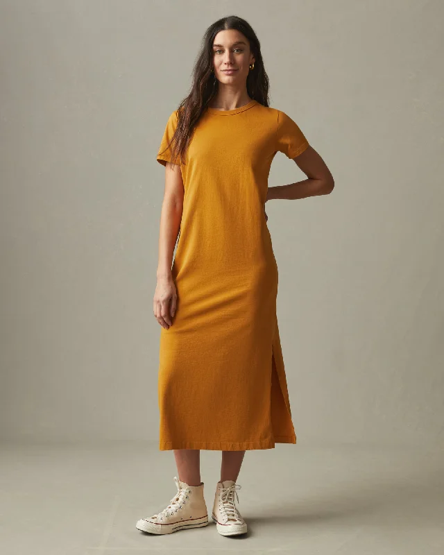 Seasonal Picks Midi Tee Dress - Inca Gold