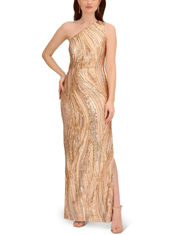 Winter Wardrobe Clearance Womens Sequin One Shoulder Evening Dress