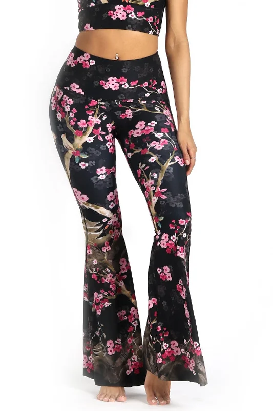 Fashionable Dresses for Women Cherry Bloomin Printed Bell Bottoms