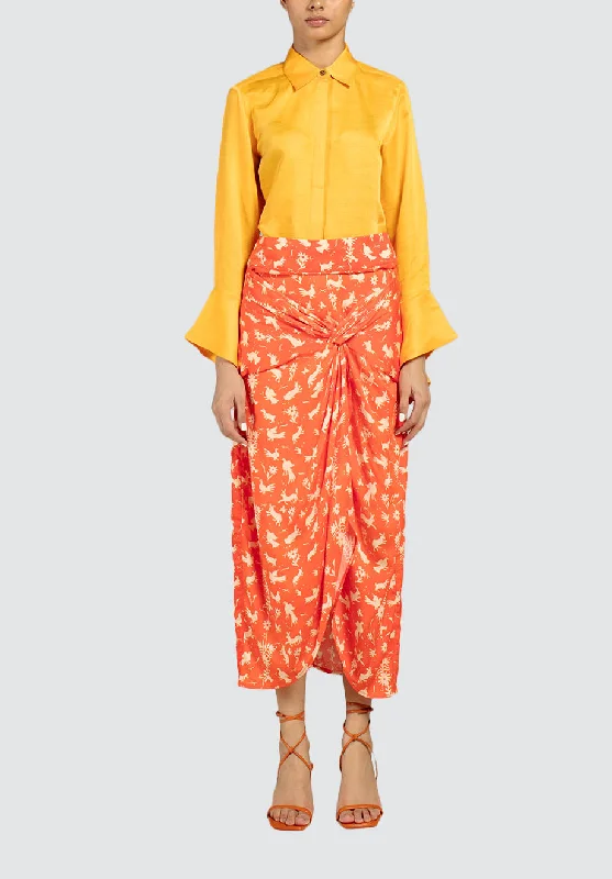 Best Online Boutiques For Women Chidiya Draped Skirt | Orange