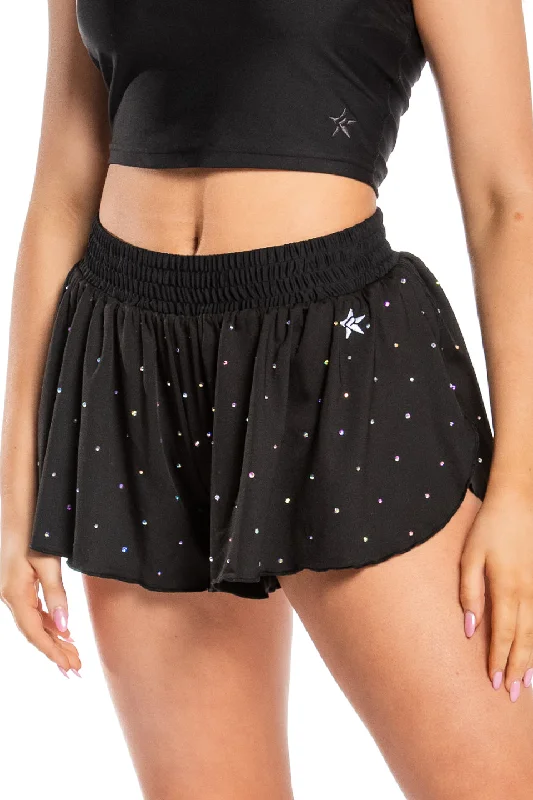 Online Boutiques Flowy Athletic Short in Black Crystal