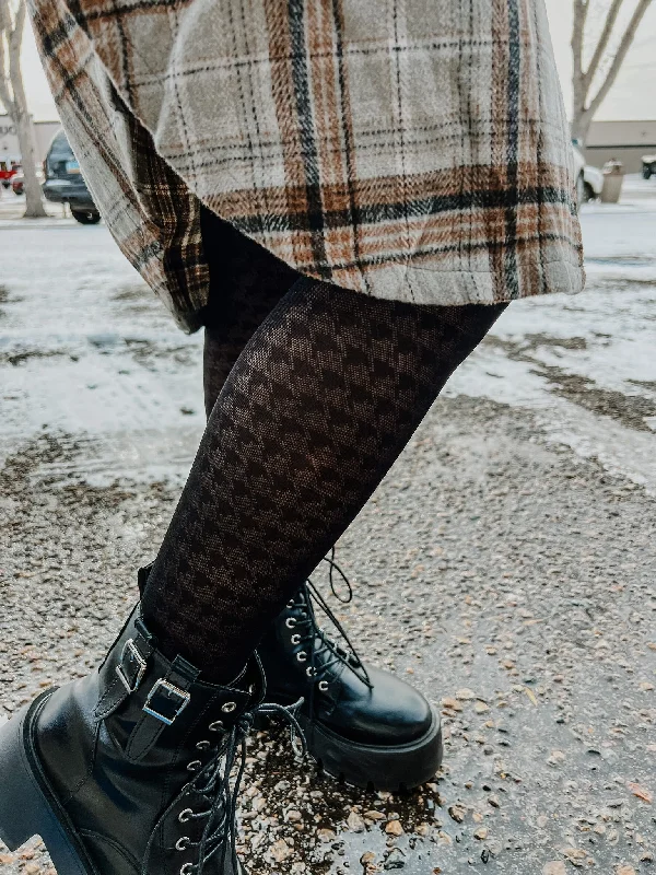 Comfort Centric Apparel Houndstooth Print Tights