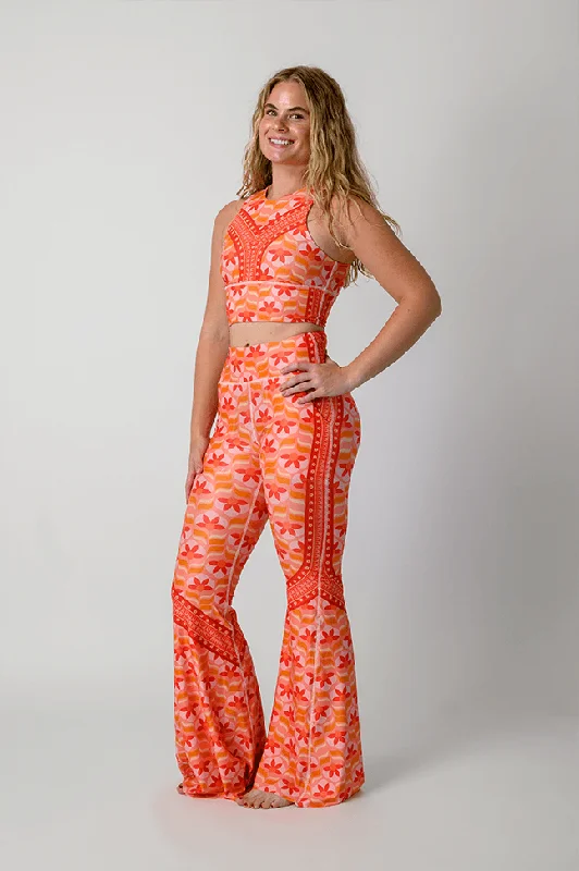 Trend Forward Threads For Her Peach Out Printed Bell Bottoms 2.0