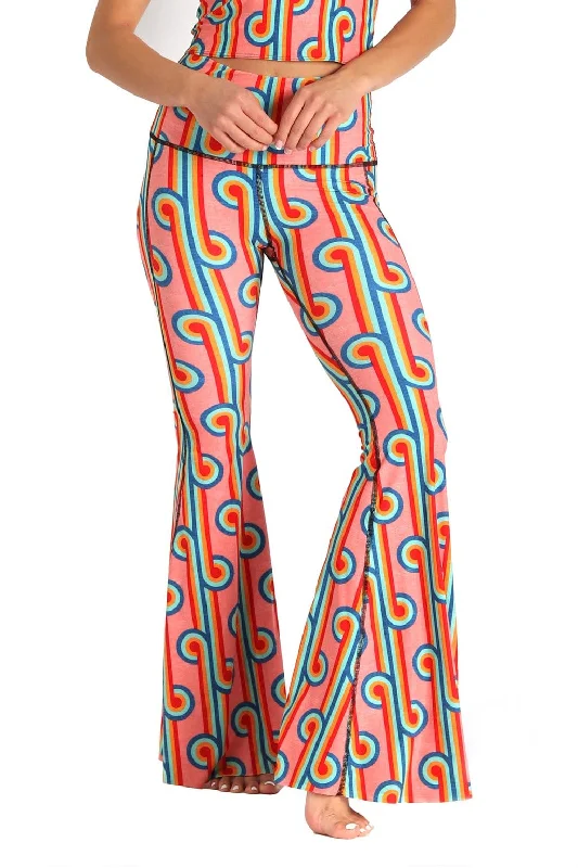 Sophisticated Women's Fashion Rainbow Chaser Printed Bell Bottoms