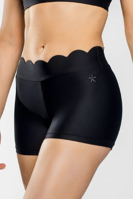 Fashion Forward Scalloped Compression Short in Black