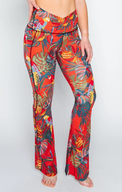 Limited Stock, Big Sale Split Flare Pant In Tropical Paradise