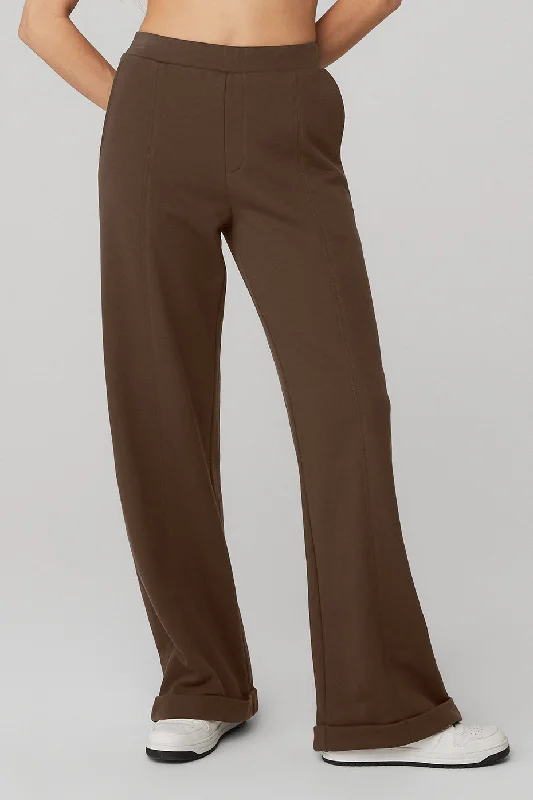 Women's Casual and Dressy Outfits High-Waist Trouser Wide Leg Pant - Espresso