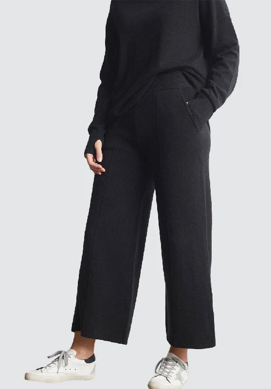 Fashion Frontiers Wide Leg Cashmere Trouser | Black