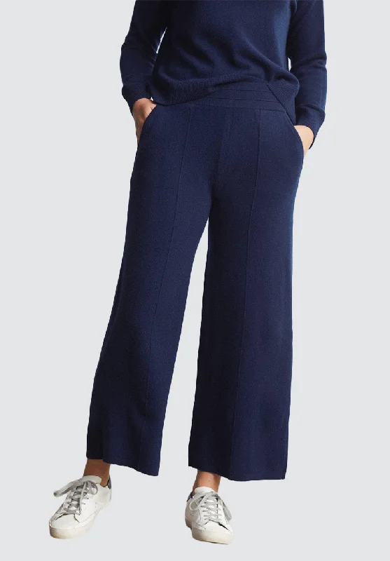 Trendy Women's Collection Wide Leg Cashmere Trouser | Midnight