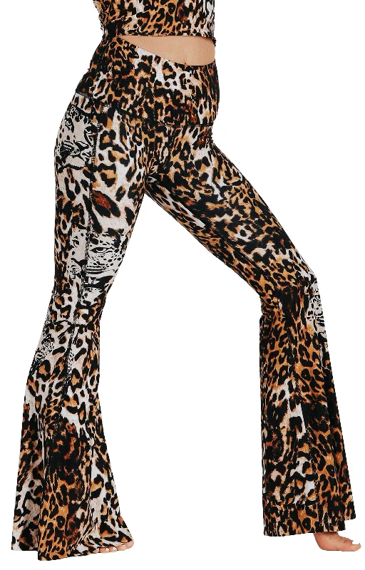 Fashion-forward Women's Clothing Wildcat Printed Bell Bottoms